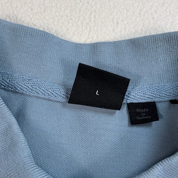 Boss Logo‎ Polo Shirt Men's L Light Blue Office Preppy Hugo - Picture 4 of 14